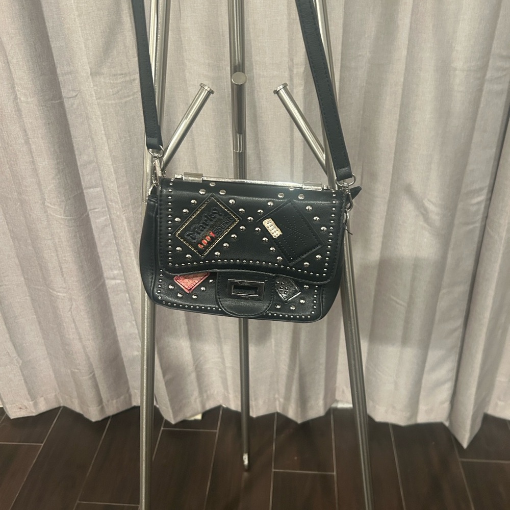 Stylish Black Studded Crossbody Bag
